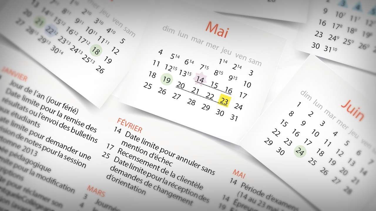 Calendrier scolaire image officielle