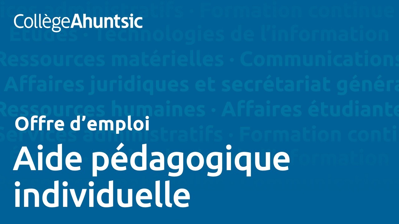 Emplois - Aide pédagogique individuelle