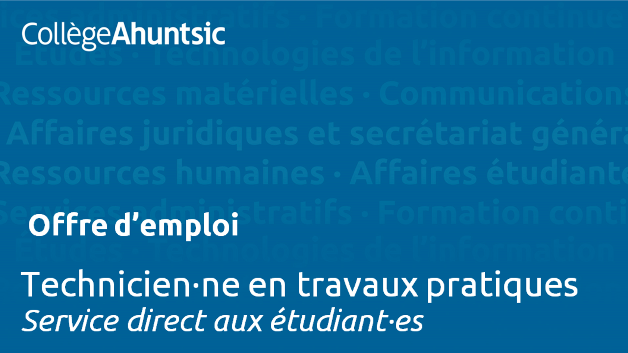 Emplois - Technicien.ne en travaux pratiques
