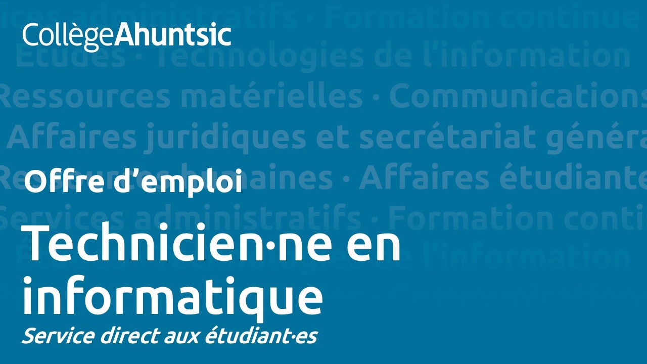 Emplois - Technicien en informatique - Service direct aux étudiants