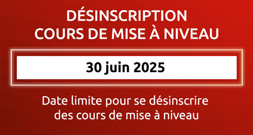 Désinscription mise à niveau - cours d'été 2025