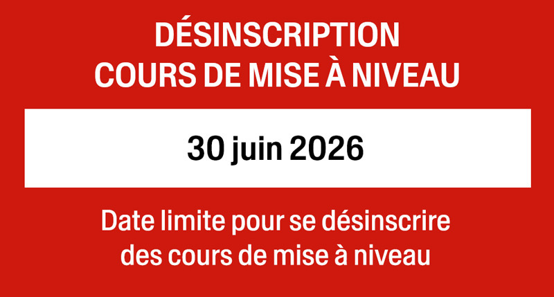 Désinscription mise à niveau - cours d'été 2026