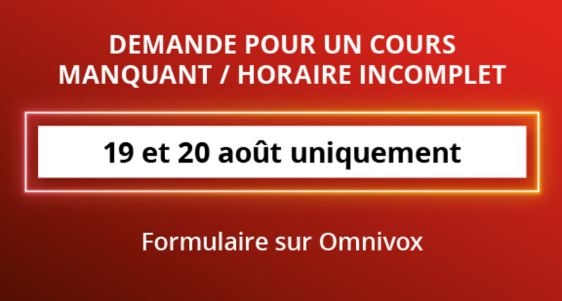 Demande pour un cours manquant - A25