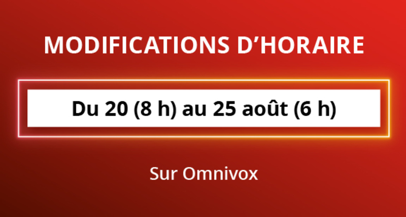 Modifications d'horaire - A25