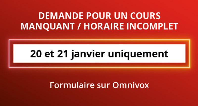 Demande pour un cours manquant - H26