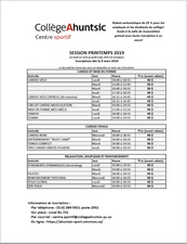Capture horaire centre sportif printemps 2019