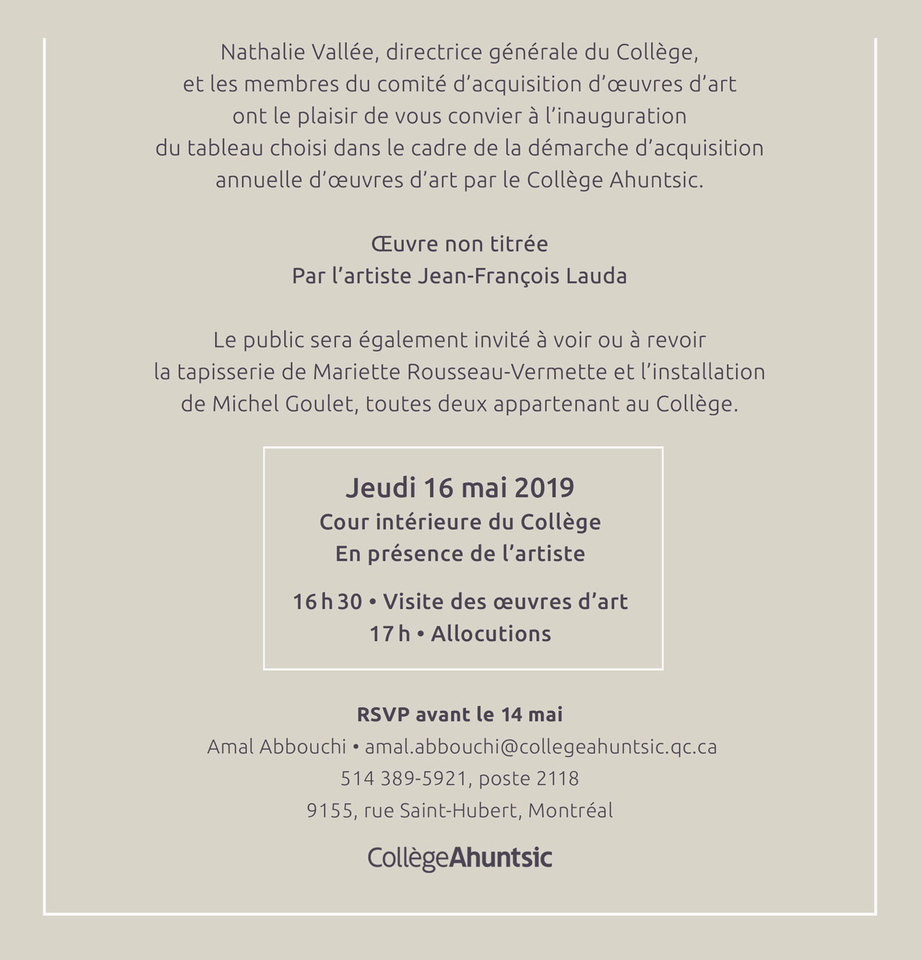 texte de l'invitation inauguration oeuvre 16 mai 2019