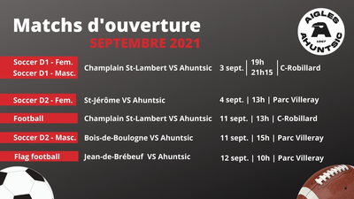 Matchs d'ouverture -Septembre 2021