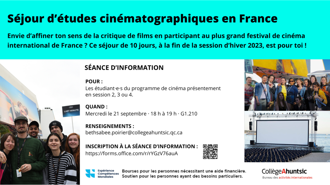 Séjour d'études de cinéma en France - Séance d'information