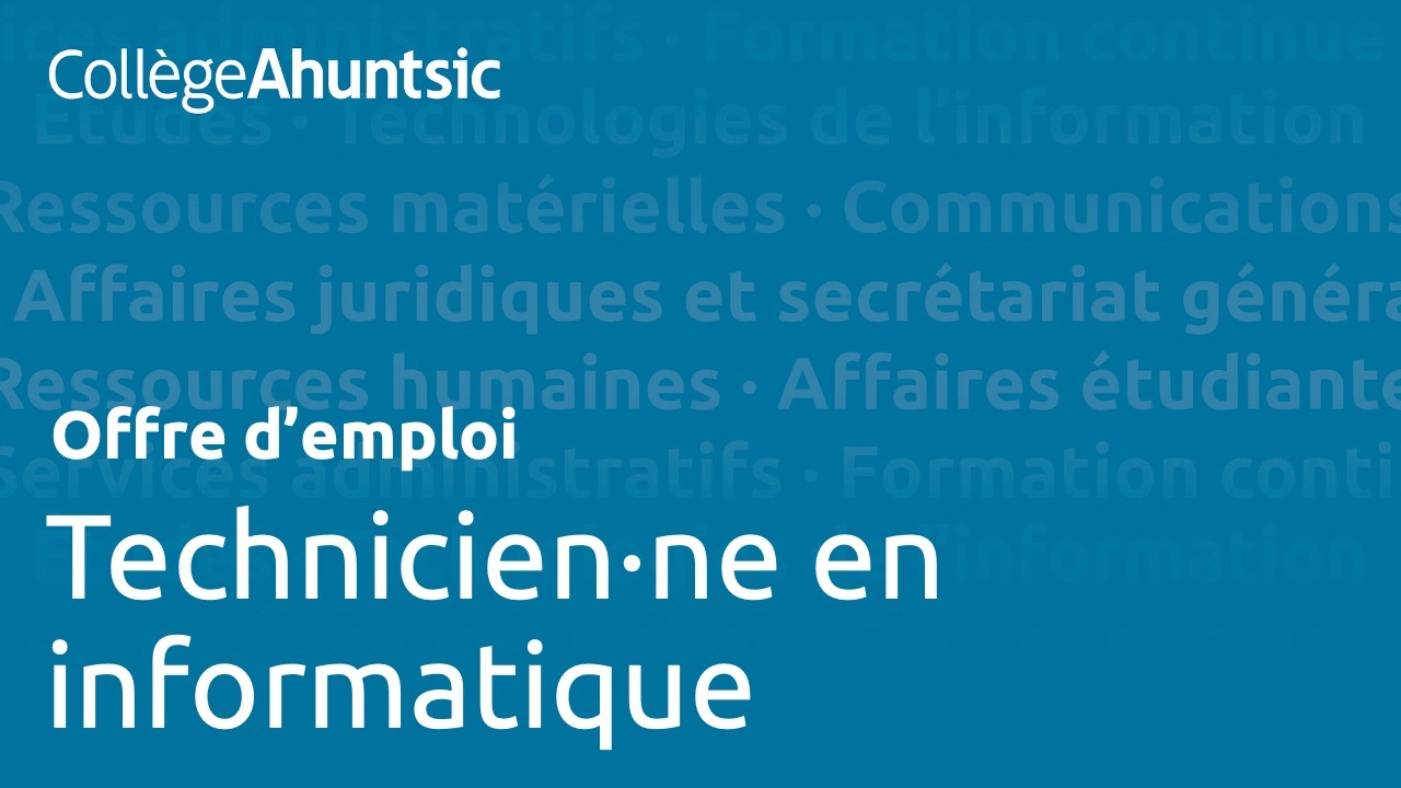Emplois - Technicien en informatique