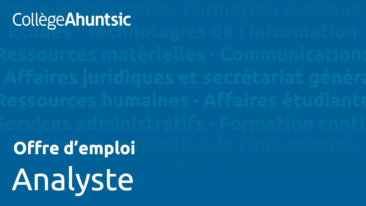 Emplois - Analyste